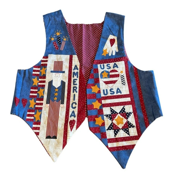 Patriotic USA American flag uncle same handmade vintage vest - Picture 1 of 2